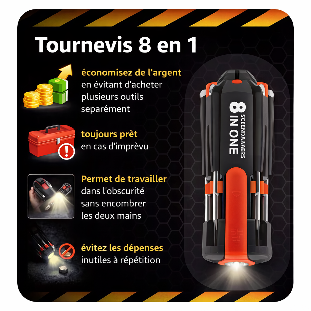 Tournevis 8 en 1
