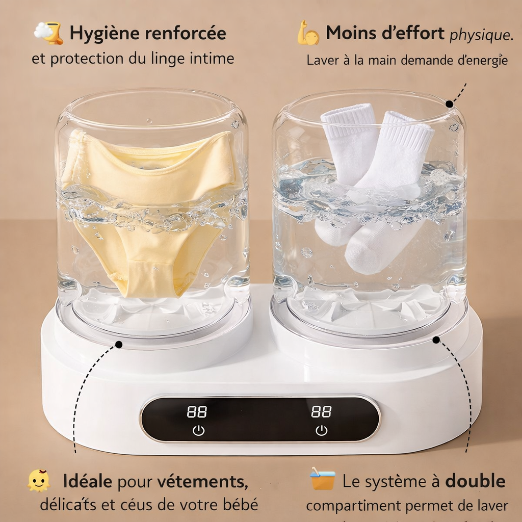 mini machine à laver à double compartiment
