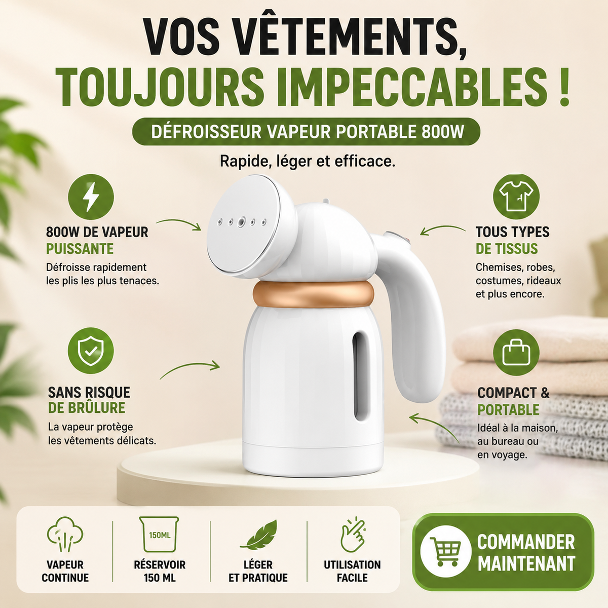 Defroisseur à vapeur  800W