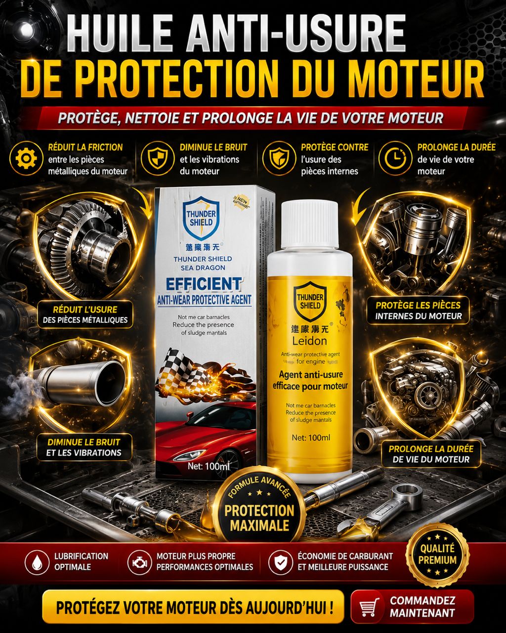 Huile anti-usure de protection du moteur